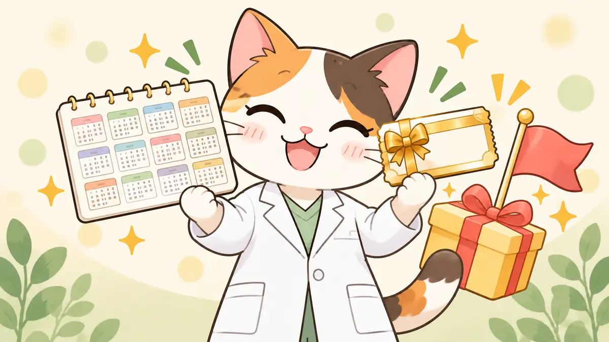 年間利用特典を確認する三毛猫相談員