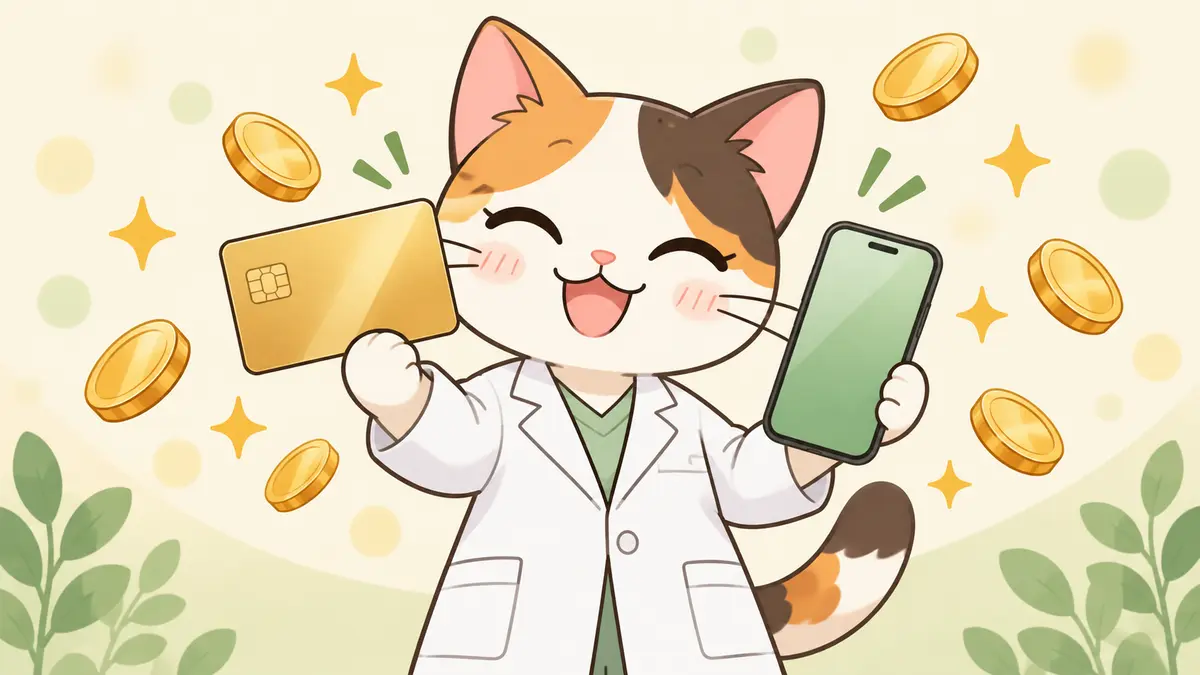 カードの特典を比較する三毛猫相談員